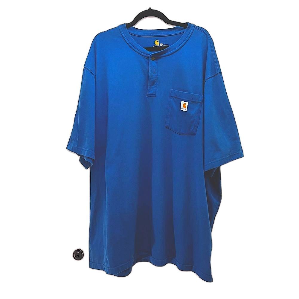 Carhartt Men’s Henley Short sleeve Teeshirt Blue 3XL